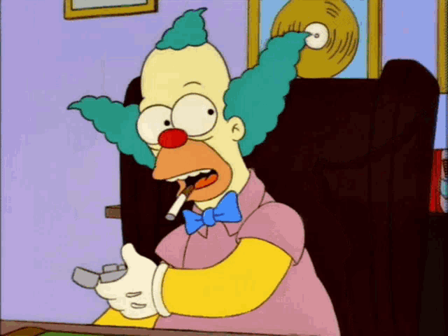 The Simpsons Krusty The Clown GIF - The Simpsons Krusty The Clown Cigarette GIFs