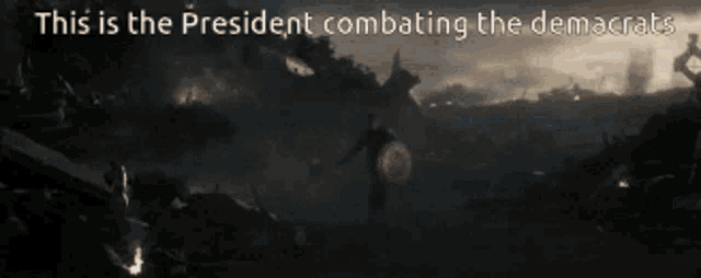 a picture of captain america with the caption " this is the president combating the demcrats "