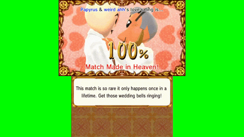 a screenshot of papyrus and weird ahh 's love rating