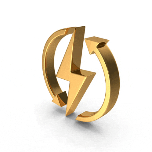 a gold ring with a lightning bolt and arrows around it