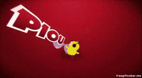 a red background with the word you and a yellow bird on it