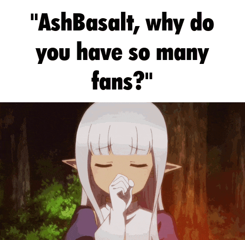 a picture of a girl covering her nose with her hand and the caption " ashbasalt why do you have so many fans "