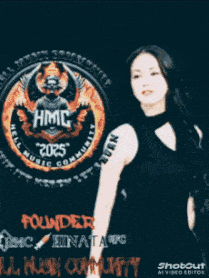 a woman stands in front of a logo that says shotout at the bottom