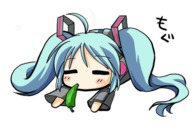 a cartoon drawing of a girl with blue hair and a red face