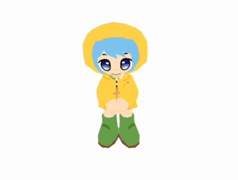 a little girl wearing a yellow raincoat and green boots