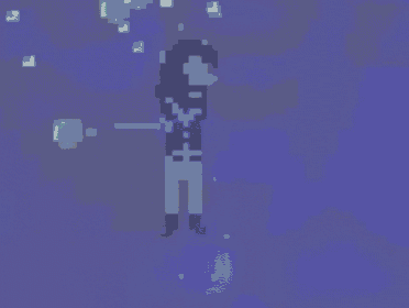 a pixel art of a swamp with a tree in the background