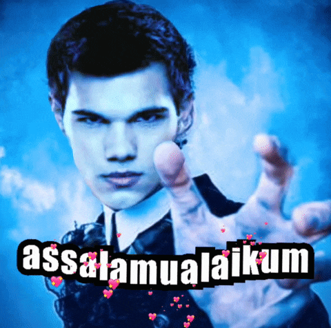 a man in a suit and tie is reaching out with the words assalamualaikum above him