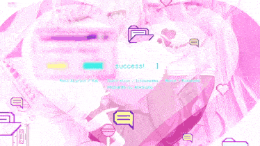 a girl with long hair is holding a chainsaw in front of a blue background with hearts