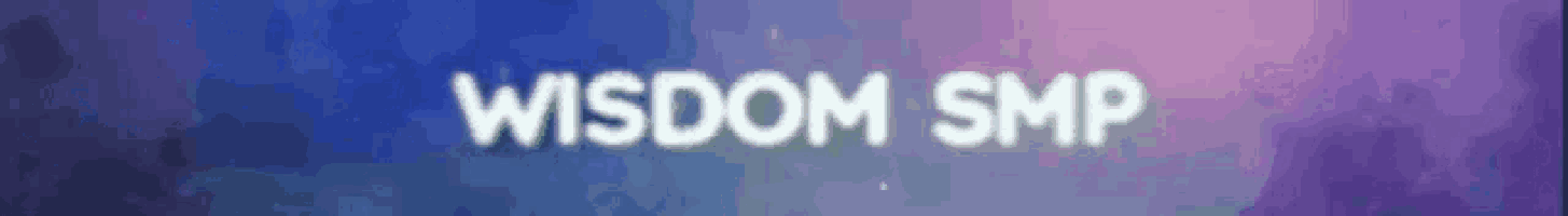 the word wisdom smp is on a blue and purple background