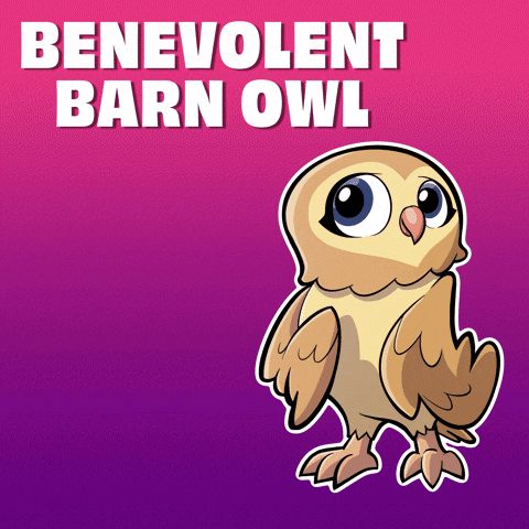 a benevolent barn owl is on a pink background