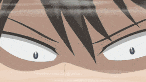 a close up of a person 's face with white eyes and a blue pupil
