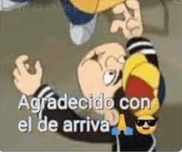 a cartoon character is wearing sunglasses and giving a thumbs up sign .