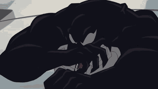 a cartoon drawing of venom with a long tongue sticking out