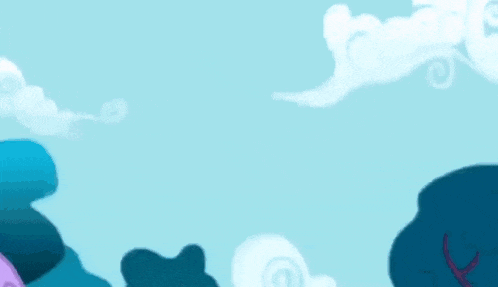 a pink pony with a crown on her head is standing in front of a blue sky .
