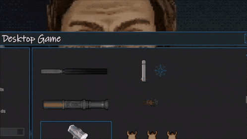 a pixelated image of a man 's face with a bullet in his eye