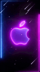 the apple logo is glowing in the dark