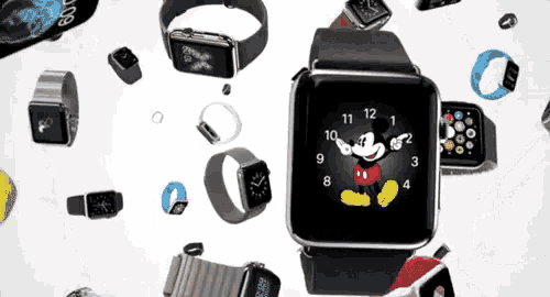 an apple watch with mickey mouse on the face