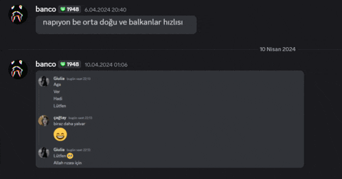 a screenshot of a conversation between banco 1948 and banco 10 nissan 2024