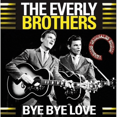 the everly brothers bye bye love album cover shows two men playing guitars
