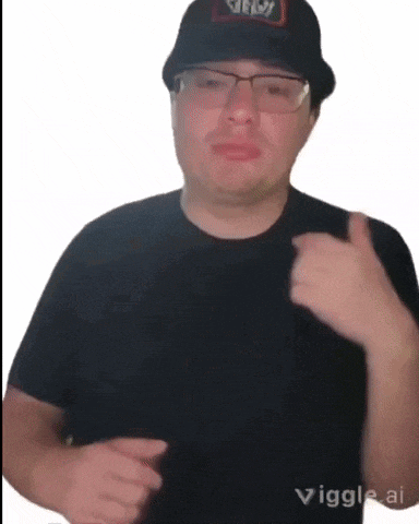 a man wearing glasses and a hat is giving a thumbs up sign .