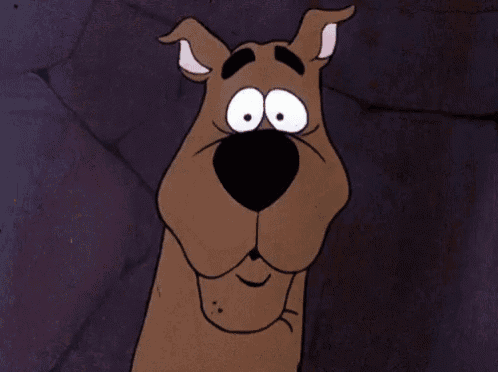 a close up of scooby doo making a surprised face