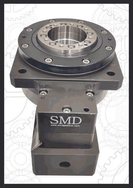 a smd gearbox is shown on a gears background