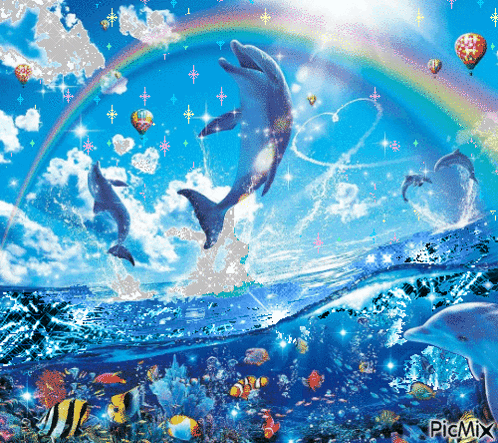 Dolphins Rainbows GIF - Dolphins Rainbows Sparkles GIFs