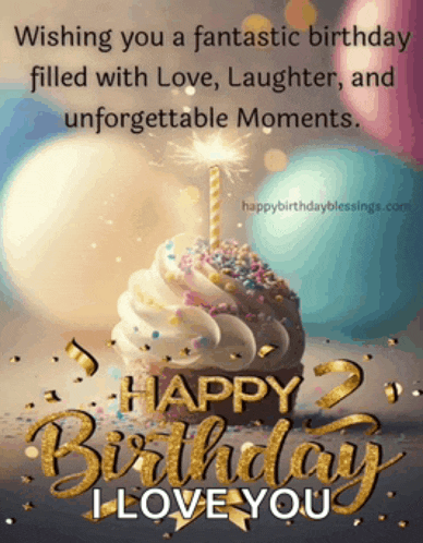 a birthday card with a cupcake with a lit candle