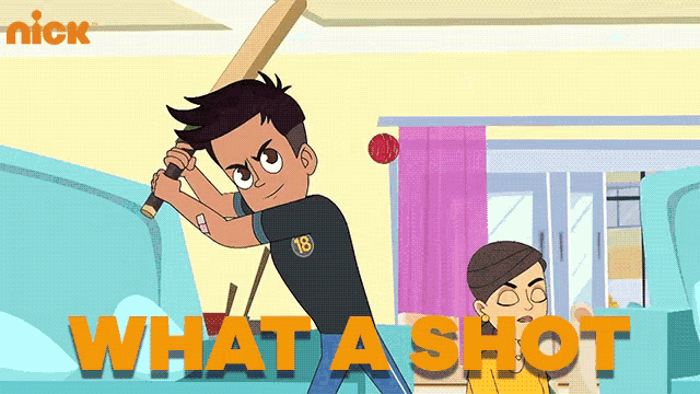 a cartoon of a man holding a bat with the words what a shot below him
