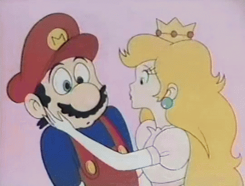 Gettin The Kissies GIF - Kiss Mario Princess Peach GIFs