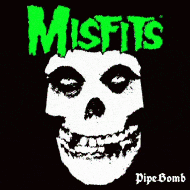 a poster for misfits pipe bomb with a glitch effect