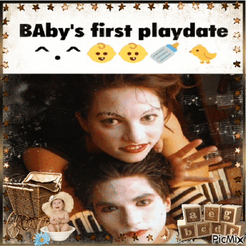a picture of a baby 's first playdate with a man and a woman