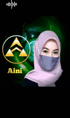 a woman wearing a face mask with the name aini on the bottom right