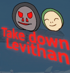 a poster that says take down levithan with two faces on it