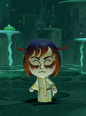 a cartoon character with a white speech bubble that says th