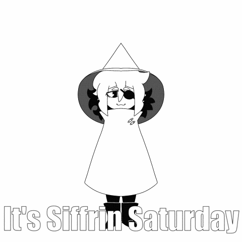 a black and white drawing of a girl with the words it 's siffrin saturday