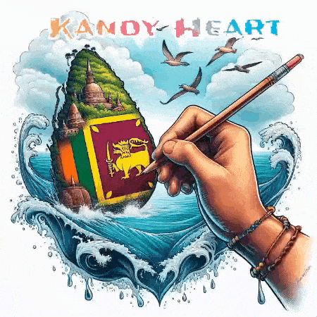 a drawing of a hand holding a pencil with the words kandy heart written above it