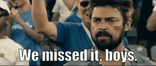a man with a beard says we missed it boys in front of a crowd