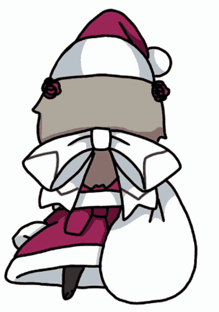 a drawing of a girl wearing a santa hat and a scarf
