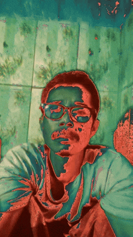 a painting of a man wearing glasses and a shirt