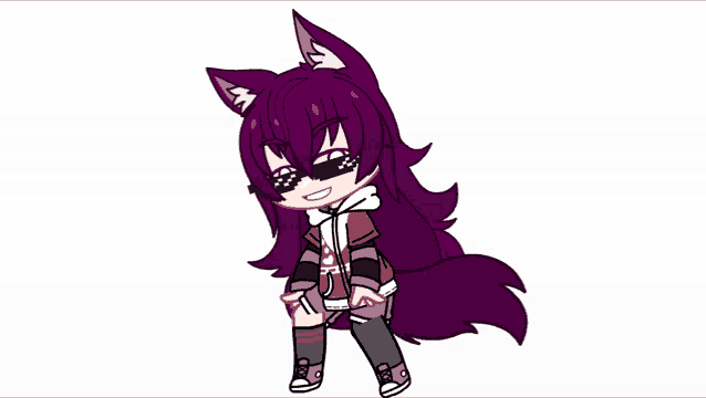 a cartoon character with purple hair and sunglasses