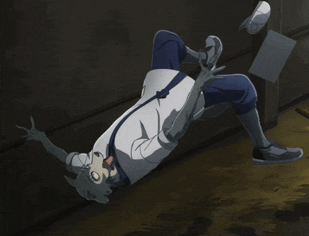 a cartoon character is doing a handstand on the floor