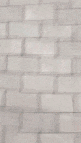 a woman with long black hair and bangs is standing in front of a brick wall .
