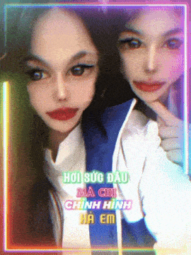 a picture of a girl with the words hoi suc dau ma chi chinh hinh ha em