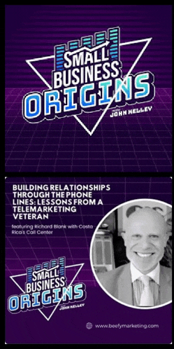 a poster for small business origins featuring richard blank