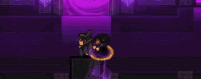 a video game with a purple background and a jellyfish in the background