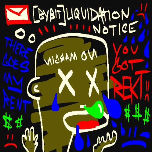 a drawing of a dead man with the words liquidation notice written above it