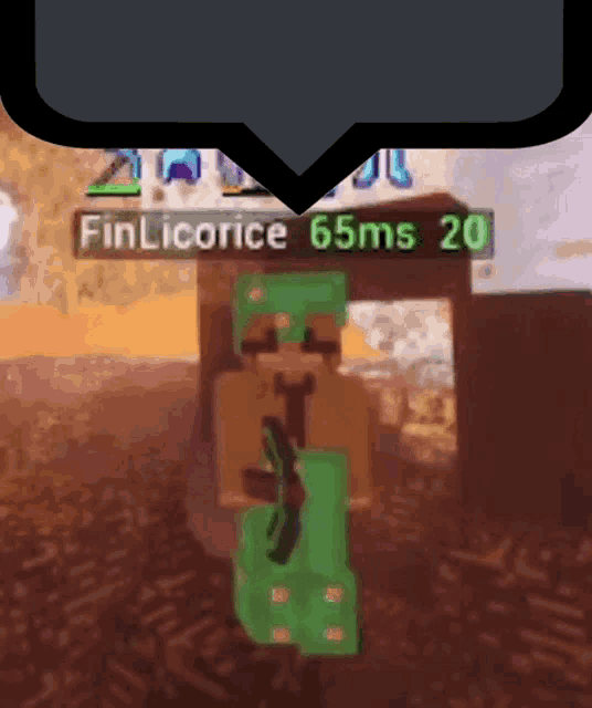 a screenshot of a video game with finlicorice 65ms 20 written on it