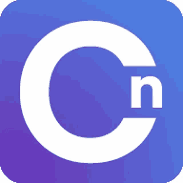 a white circle with the letter n inside of it on a purple background