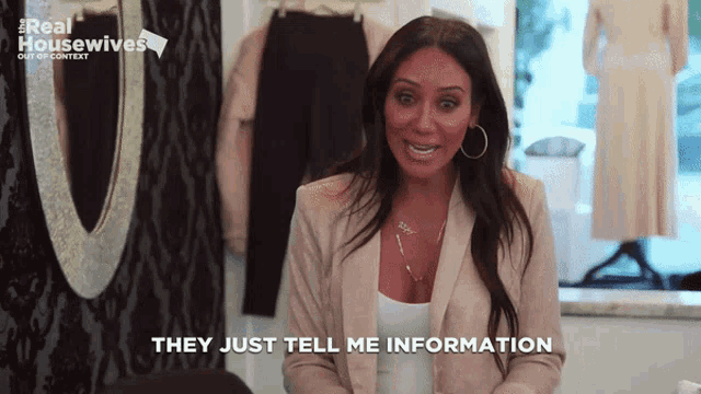 a woman says they just tell me information in a video